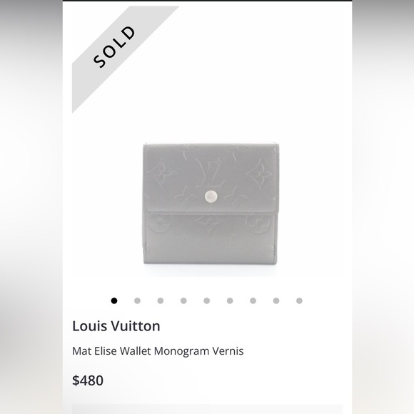 LV Louis Vuitton Monogram Mat Vernis Gray Elise Compact Wallet with COA Unisex - Picture 10 of 10
